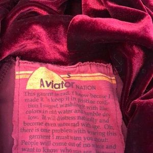 Aviator Nation Tops - Aviator Nation Red Velvet Zip Up Aviator Nation Tops - Aviator Nation Red Velvet Zip Up